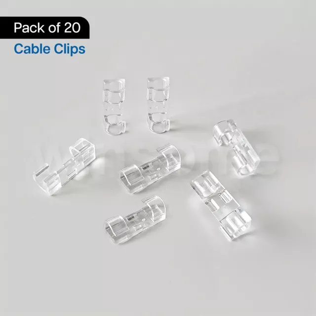 20 x Self Adhesive Cable Tidy Clips Clear Management Holder Wire Lead Organizer