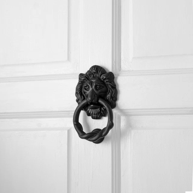 Lion Head Design Front Door Knocker Matte Finish 6" H x 3-3/4" W Gate Knocker