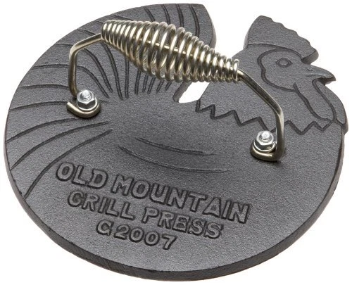 Old Mountain Pre Seasoned 10150 Rooster Shaped Bacon/Grill Press, 7 1/2 Inch