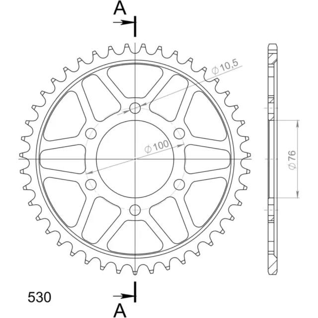 Stahl-Kettenrad Supersprox 530/43Z schwarz