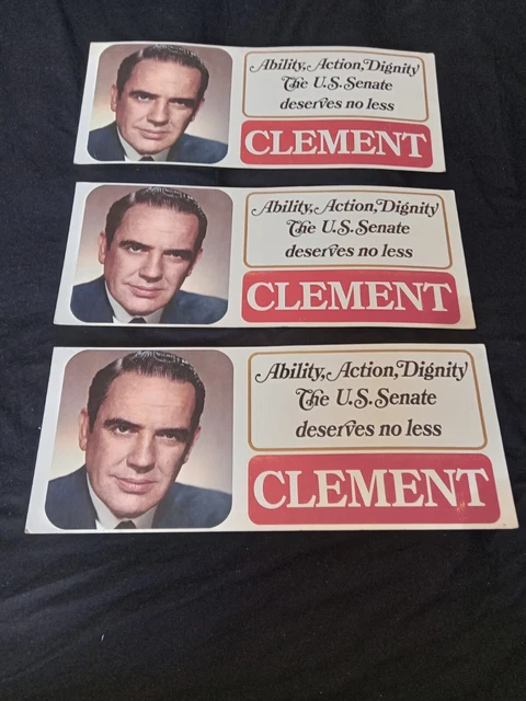 Vintage X3 Clement for US Senate Large Campaign Advertising On Card Posters