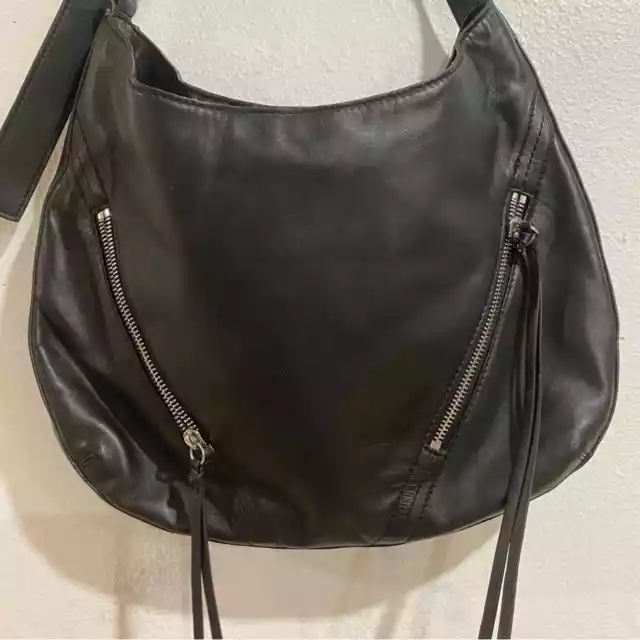 VINCE CAMUTO BLACK Leather Grady Hobo Bag $50.00 - PicClick
