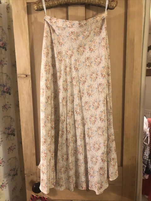 Gonna Laura Ashley vintage ghirlanda rosa dorata cottagecore prateria 14 12 10