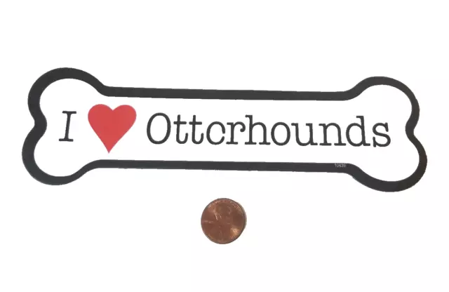w2c woof I Heart love OTTERHOUNDS Bone Car Magnet 2" x 7" 10439