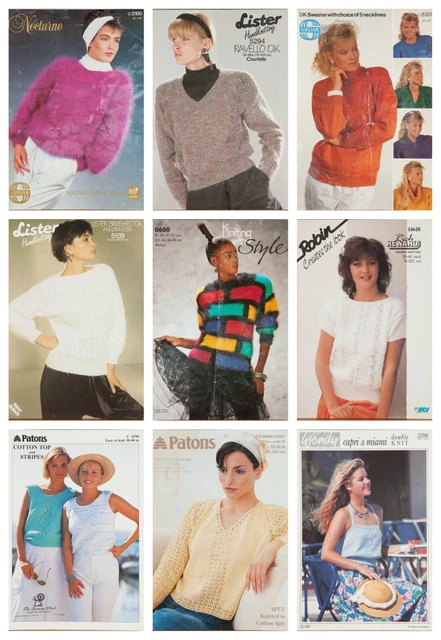 Job Lot 9 Knitting Patterns Sweaters Cardigans Ladies Patons Etc Vintage Bundle