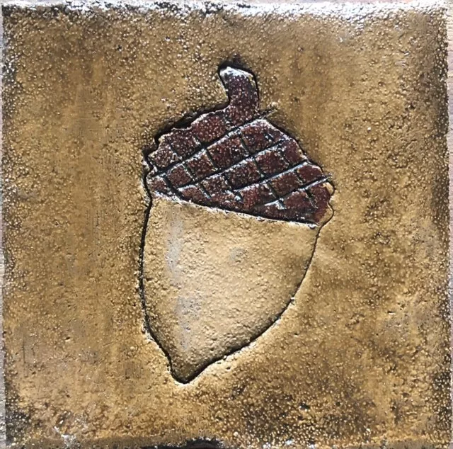 4x4 Cottage Craft Tile Arts and Crafts Beige Acorn Accent Deco Tile