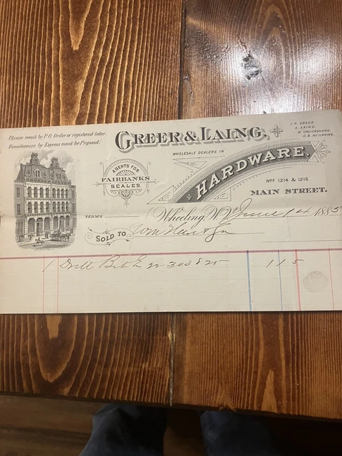 1885 Wheeling Invoice