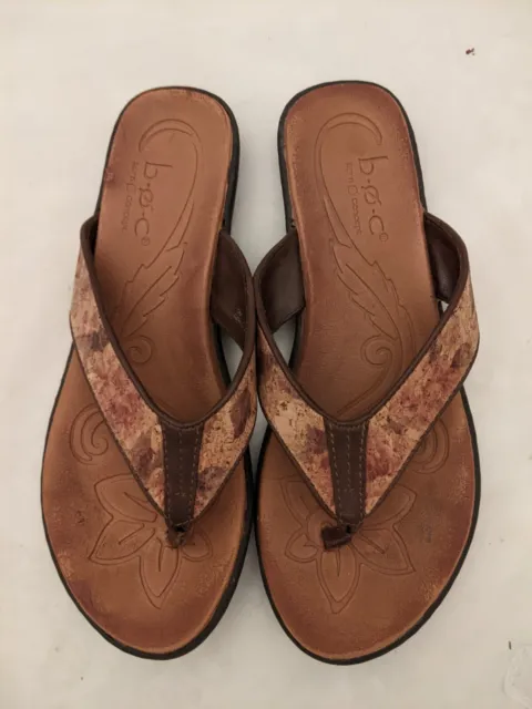 BORN Womens 9M Brown/Tan Leather Thong Flip Flop Flat Sandals