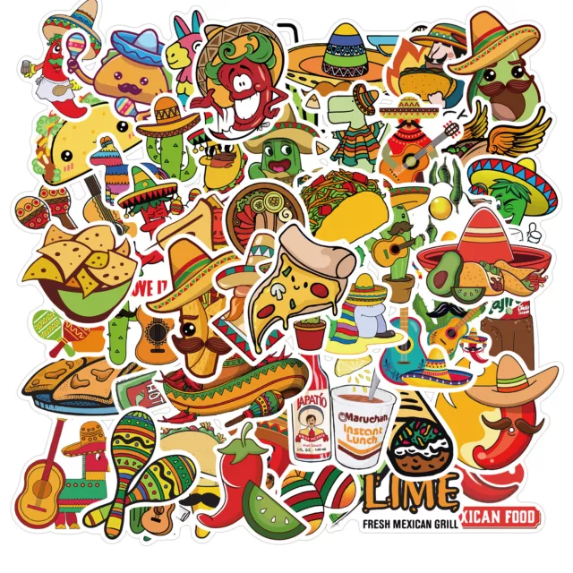 50pcs Mexican Food P1 Taco Decal Stickers Bomb Laptop Phone Skateboard Notebbok