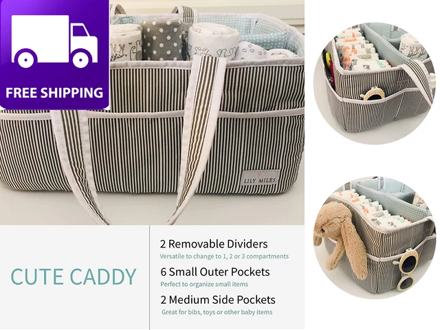 Baby Diaper Caddy - Large Organizer Tote Bag for Infant Boy or Girl - Baby Showe 8