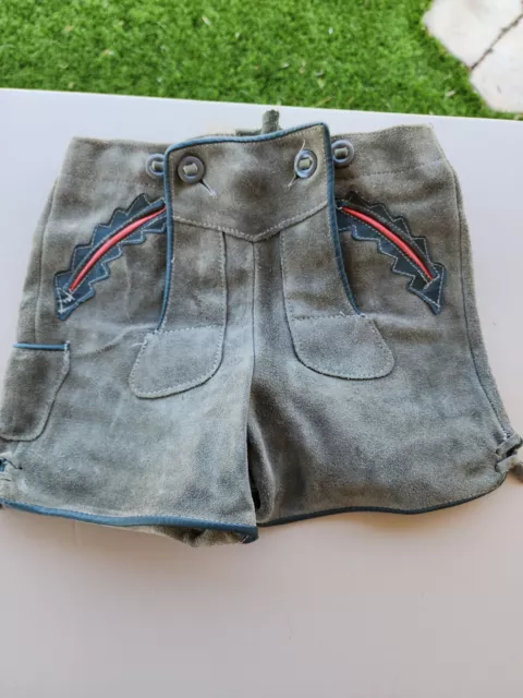 Vintage Child's Boy Lederhosen Suede Leather Breeches
