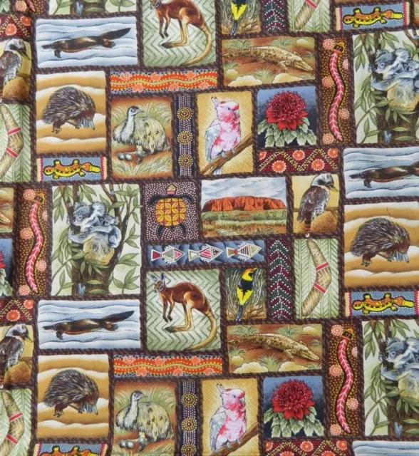 Quilting Patchwork Sewing Fabric Australian Animals Material 50x55cm FQ New