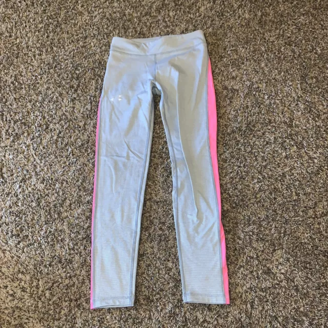 Under Armour girls leggings size youth medium Gray Pink  white