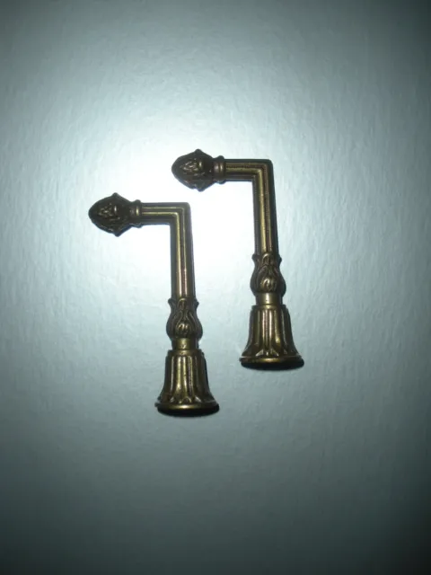 2 Vintage French Curtain holders Tie backs Brass Hooks Gold Victorian