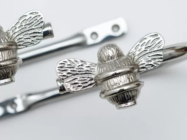2 Silver Bee Curtain Holdbacks | Brass bee Curtain Tie Backs | Bumblebee Accesso