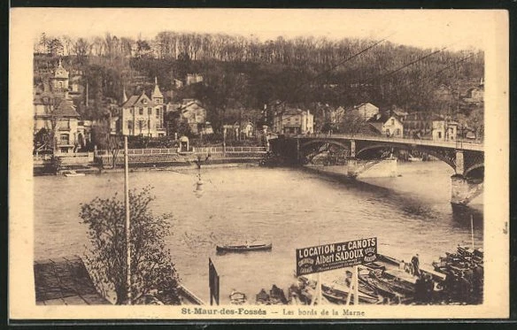 CPA St-Maur-des-Fosses, Village View and Bridge
