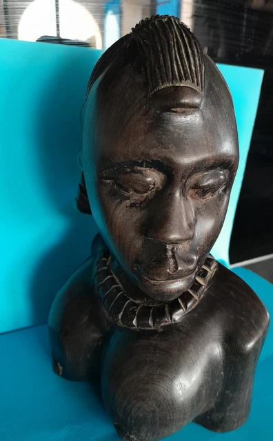 Statue africaine buste de femme en ébène - Décoration