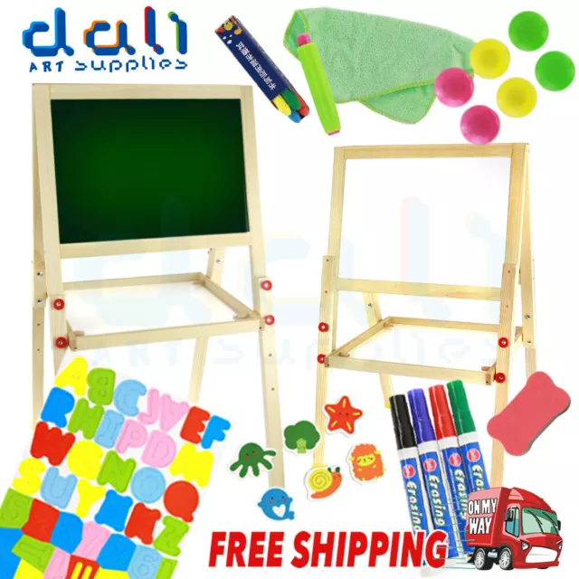 Kids Children Wooden Easel Art Whiteboard Blackboard Magnetic Drawing Board Gift