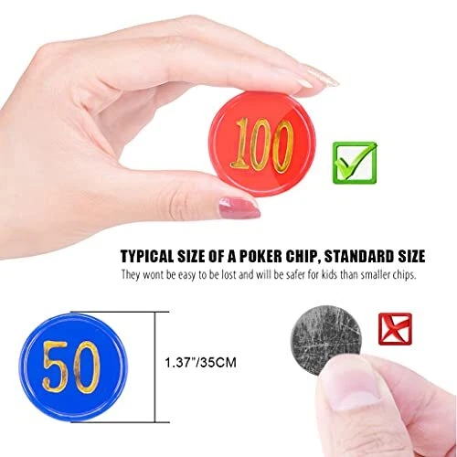 Plastic Poker Chips Poker Chip Set with Storage Box,Denomination Printed 3