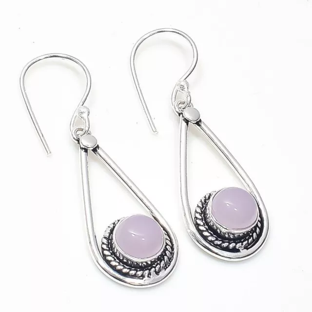 Pendiente de joyería de plata de ley 925 hecho a mano con kunzita rosa SZ-1.80"