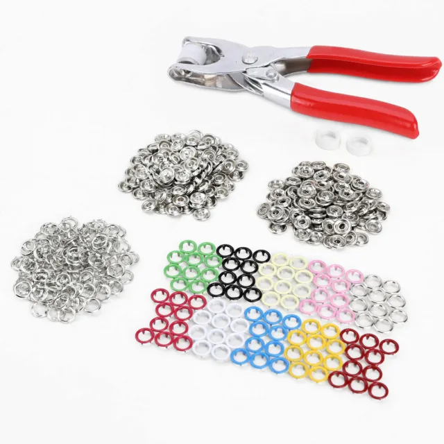 9.5mm Prong Ring Fasteners/Press Studs Metal Open Ring No Sew Button pliers