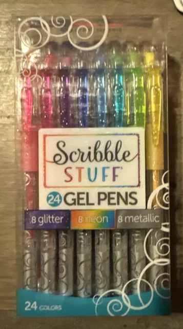 Scribble Stuff Metallic, Glitter, Neon Gel Pens, 24 Count 