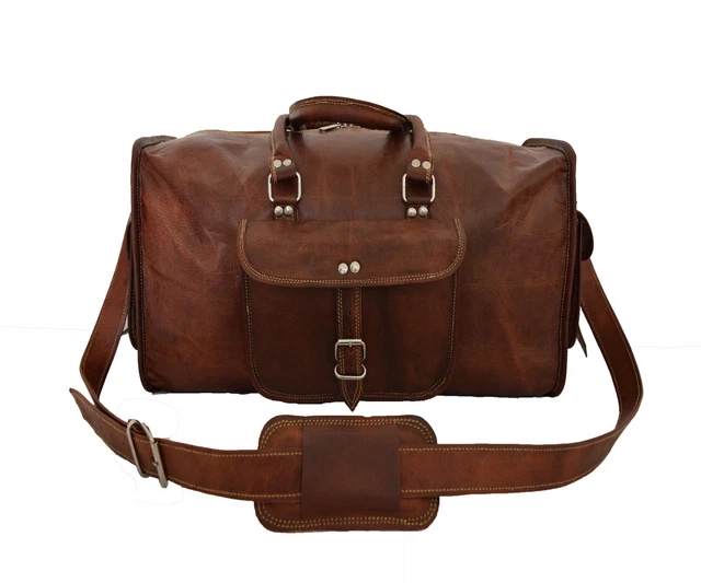 21" Leather Duffle Bag Weekend Overnight Travel Luggage Handbags Holdall Duffel