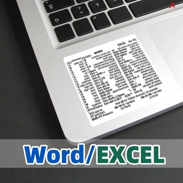 Etiqueta engomada de referencia de atajo de teclado de Excel Word Win