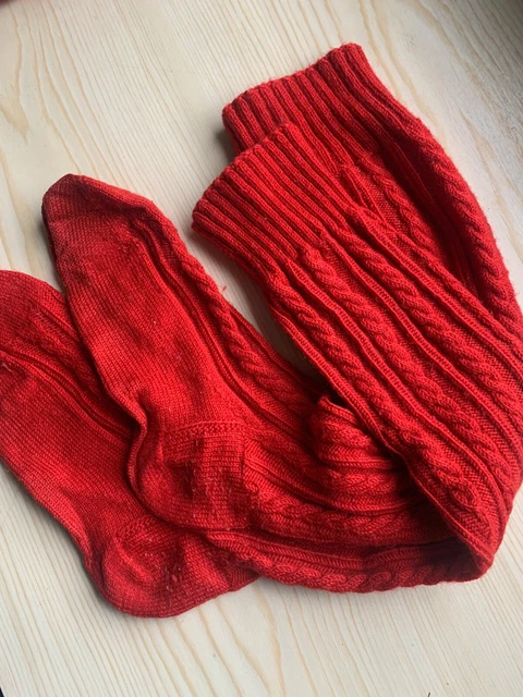 Calze tradizionali calze a dondolo unisex overknee ROSSE COME NUOVE taglia 38-42