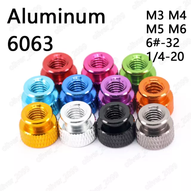 Colorful Aluminum 6063 Knurled Thumb Nuts For Computer Case M3 M4 M5 M6 6# 1/4