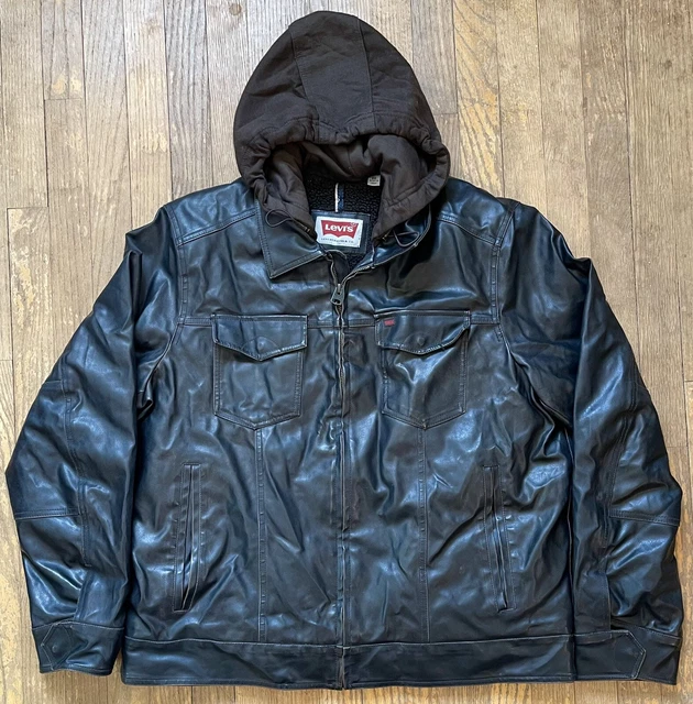 Levi's Jacket Faux Leather Sherpa Lined Bomber Jacket Trucker Aviator Size XL