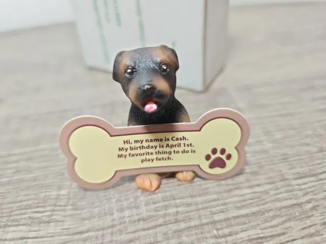 Vtg Sitting Rottweiler Puppy Dog Mini Figurine Resin Black Brown 1.5” Tall