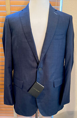 NWT J. HILBURN Blue Plaid Wool Sport Coat Blazer Size 44L                 P15270