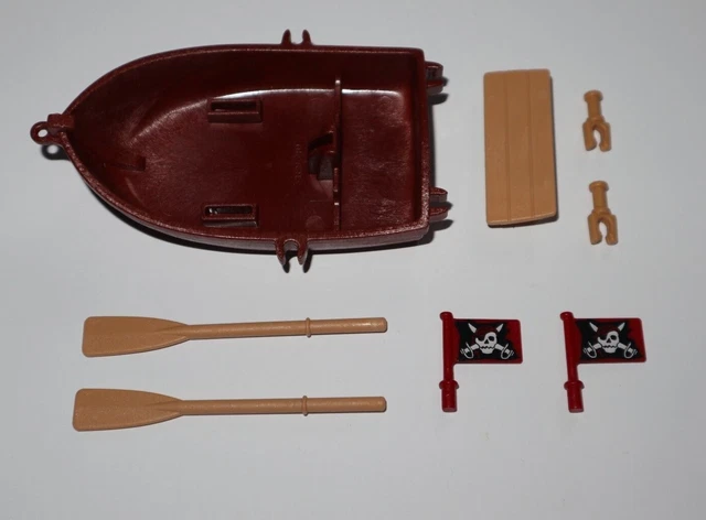 Playmobil Accessoire Barque Marron & Beige Paire de Rames + 2 Drapeau Pirate