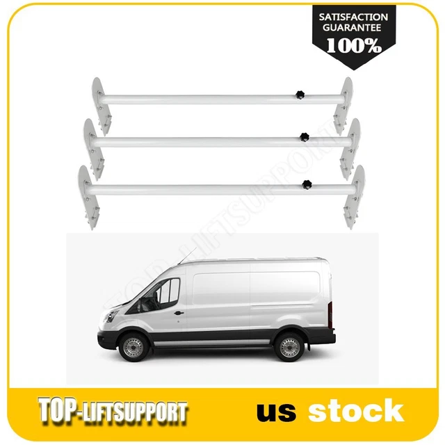 Adjustable 3 Bar Van Roof Ladder Rack Heavy Duty Steel White for Car New Carrier