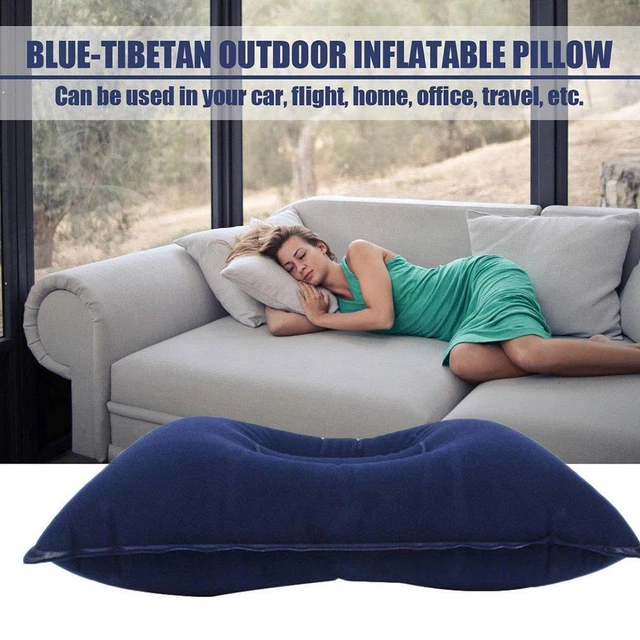Inflatable PVC And Nylon Pillow Soft Blow up Sleep Camping. Cushion AU HOT