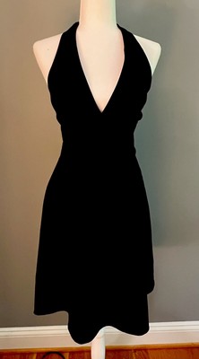 Womens Black Halter Dress A.P.N.Y Size 4 Marilyn Monroe Style Cotton/Spandex
