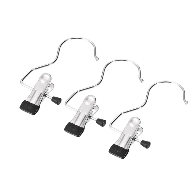 Laundry Clips with Hook, Metal Boot Hangers Chrome Plated Black 145mm, 6 Pcs