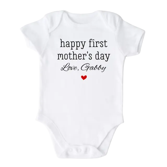 Custom Name Happy First Mother's Day Onesie® Funny Gift Newborn Baby Boy Girl