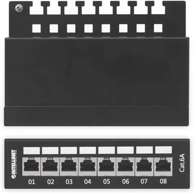 Intellinet Patch Panel, Cat6a, FTP, 8-Port, Desktop, Shielded, 90° Top-Entry Pun 2