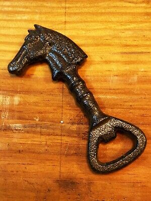 Horse Head Cast Iron Bottle Opener 5" Two Sided Time Worn Patina Functional NEW