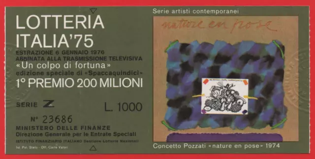 Biglietto Lotteria Italia Di Capodanno Un Colpo Di Fortuna Anno 1975