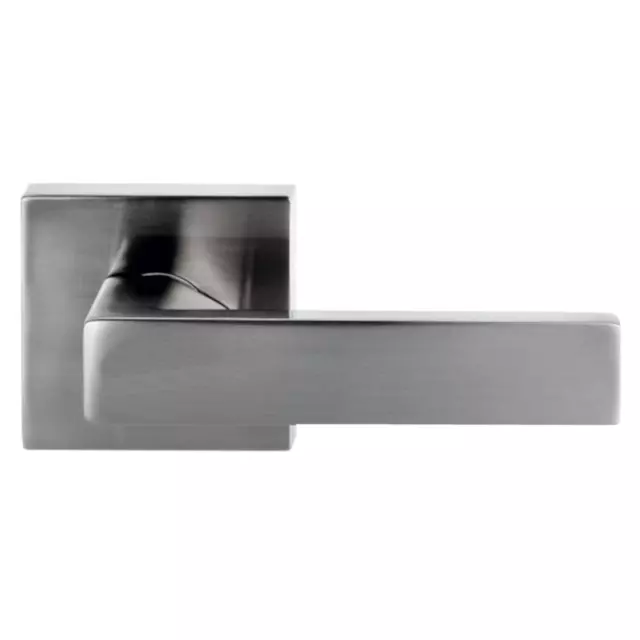 Zanda Trident Door Handle Lever On Square Rose Passage Set Brushed Nickel