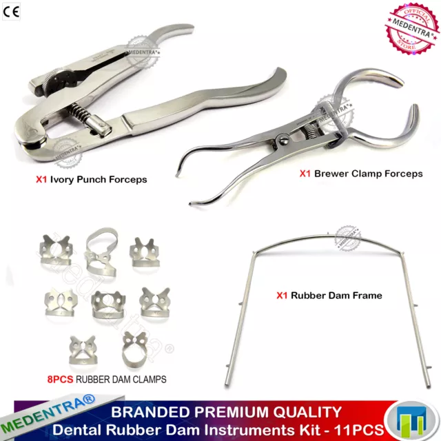 Dental Basic Rubber Dam Instruments Kit Clamps Frame Forceps Ivory MEDENTRA® New