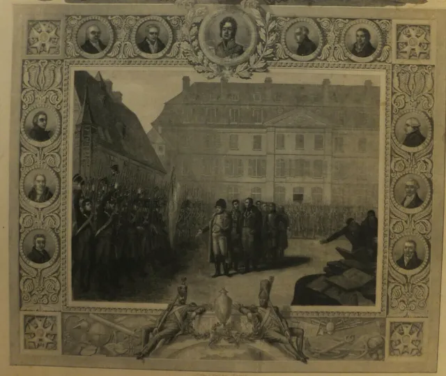 Ecole Royale Polytechnique, visit Napoleon 28 April 1815, original engraving 2