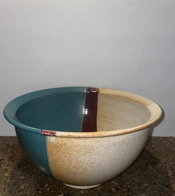 Rare! Walt Glass Studio Art Pottery Texas Sunset 14” Multi Use Rimmed XL Bowl