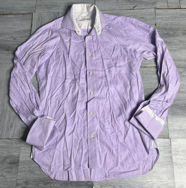 Ted Baker Endurance Mens Purple Long Sleeve Shirt Size 15.5 Classic Fit
