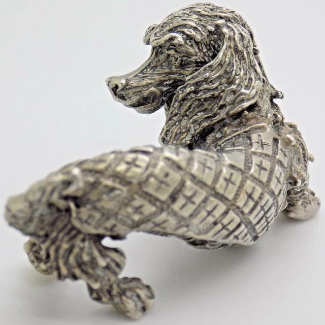 Vintage IN Argento Massiccio Italiano Fatto Grande Bassotto Cane Statuina Marchi