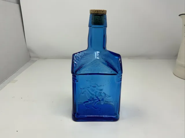 Vintage Wheaton Glass Paul Revere 1775 Blue Bottle Decanter