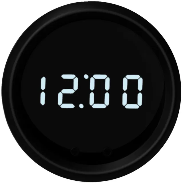 2 1/16" Universal Automotive Digital Clock White LED Gauge Black Bezel USA Made